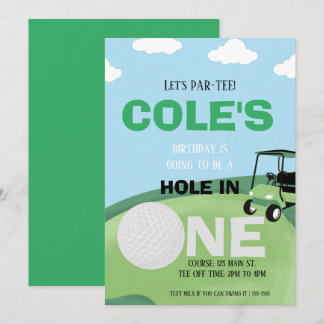 Hole in ONE Par-t-shirt Birthday Invitation Kaart