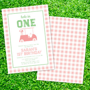 Hole in One Par T-shirt Meisjes 1e Verjaardagsuitn Kaart