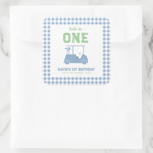 Hole in One Par Tee Boy 1st Birthday Vierkante Sticker (Tas)
