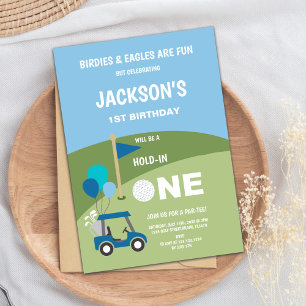 Hole in One Party Theme voor Baby Boy Kaart