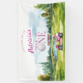 Hole In One Pink Golf 1st Birthday  Spandoek (Verticaal)