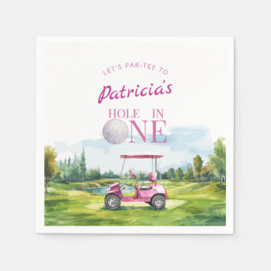 Hole In One Roze Golf 1e Verjaardag Servet