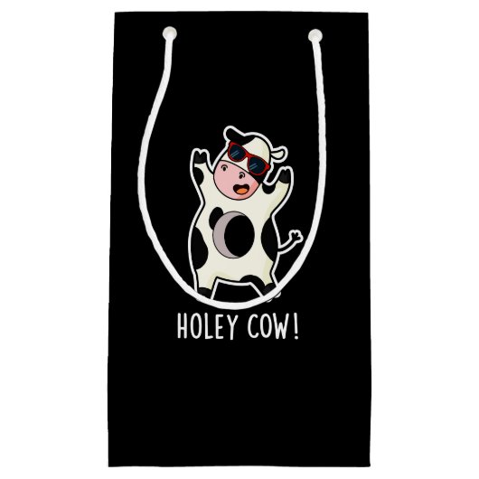 Holey Koe Funny Animal Pun Dark BG Klein Cadeauzakje (Voorkant)