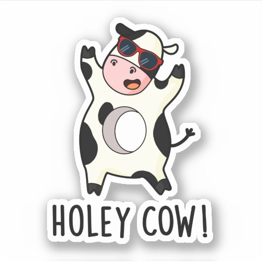 Holey Koe Funny Animal Pun Sticker (Voorkant)