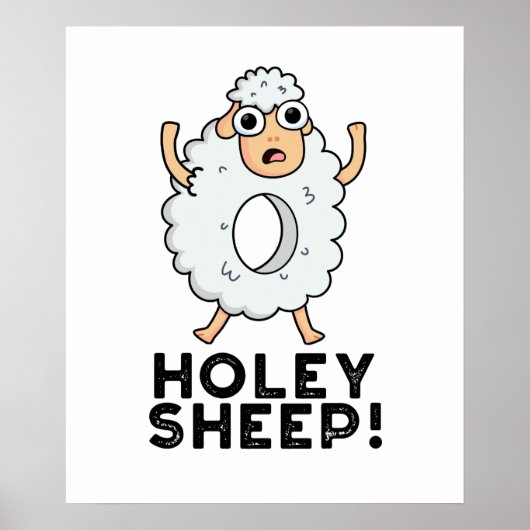 Holey Sheep Funny Animal Pun Poster (Voorkant)