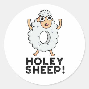 Holey Sheep Funny Animal Pun Ronde Sticker