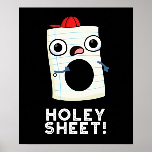 Holey Sheet Funny Paper Pun Dark BG Poster (Voorkant)