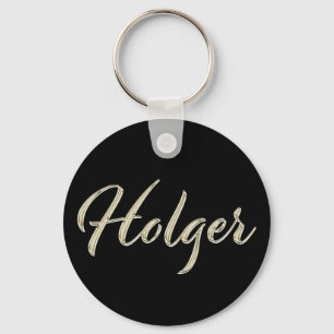 Holger Name whitegold Button Schlüsselanhänger Sleutelhanger