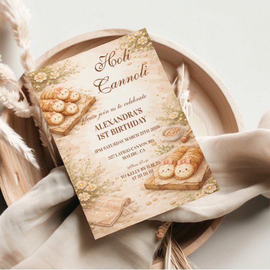 Holi Cannoli Whimsical Bakery 1st Birthday Kaart