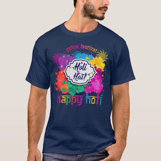 Holi Colorful Paint & Fireworks T-shirt (Voorkant)