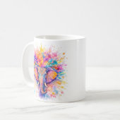Holi Festival Elephant Watercolor Ceramic Mug (Devant gauche)