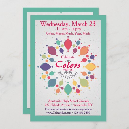 Holi Festival Invitation (Devant / Derrière)