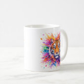 Holi Festival Tiger Watercolor Artistic Mug (Devant droit)