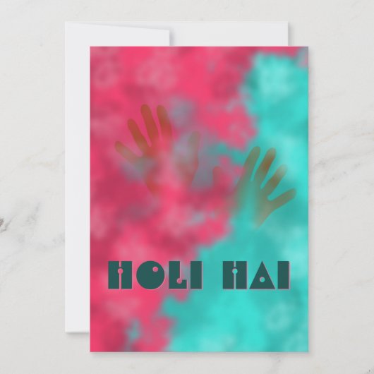 Holi Poeder en Handen Uitnodiging (Voorkant)