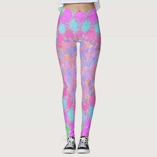 Holi verf splash bloemige rangoli leggings (Voorkant)