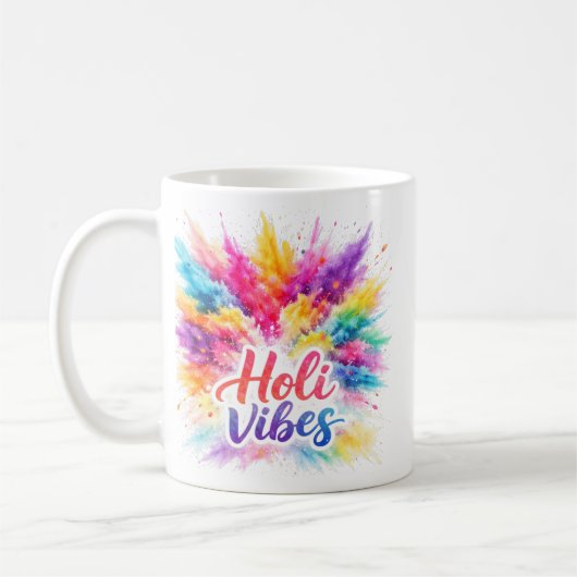 Holi Vibes - Bunte Typografie Tasse (Gauche)