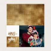 HOLI-YAY! Fun Script Gold Holiday Kaart (Buitenkant ongevouwen)