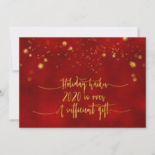 HOLIDAIRE HAIKU-KAART| Red Gold Foil Script Fundin Feestdagenkaart (Voorkant)