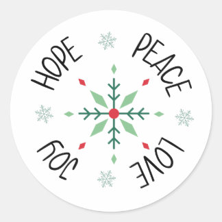Holiday Advent Red & Green Snowflake Ronde Sticker