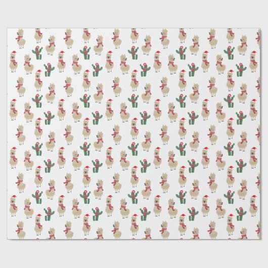 Holiday Alpaca Santa Claus Pattern Cadeaupapier (Vlak)