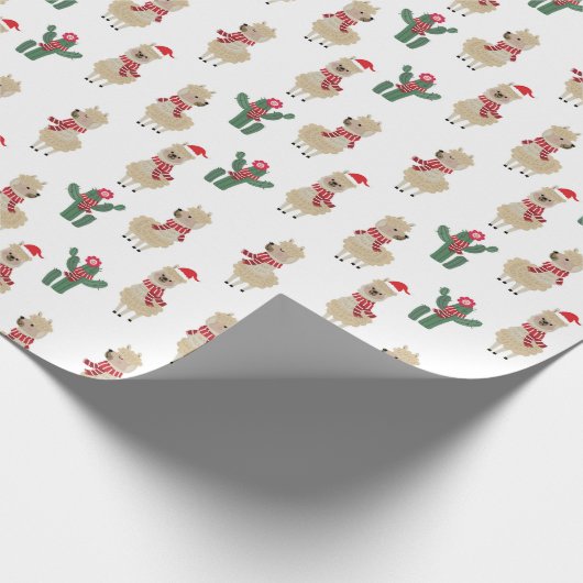 Holiday Alpaca Santa Claus Pattern Cadeaupapier (Hoek)