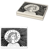 Holiday aura lino-cut sterren rubberstempel (Gestempeld)