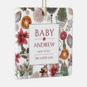 Holiday Baby Announcement Keepsake Christmas Keramisch Ornament (Rechts)