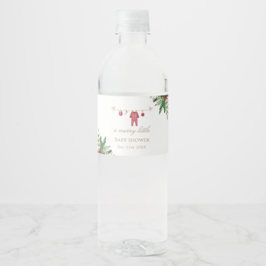 Holiday Baby shower Eten & Drink Label Waterfles Etiket (Voorkant)
