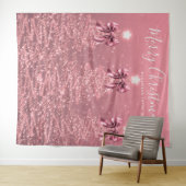 Holiday Backdrop Blush Pink Christmas Trees Bows Wandkleed (In Situ (horizontaal))