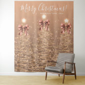 Holiday Backdrop Rose Gold Christmas Trees Bows Wandkleed (In situ)