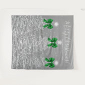 Holiday Backdrop Silver Christmas Trees Green Bows Wandkleed (Voorkant (horizontaal))