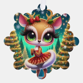 Holiday Ballet Reindeer Star Ornament Kaart