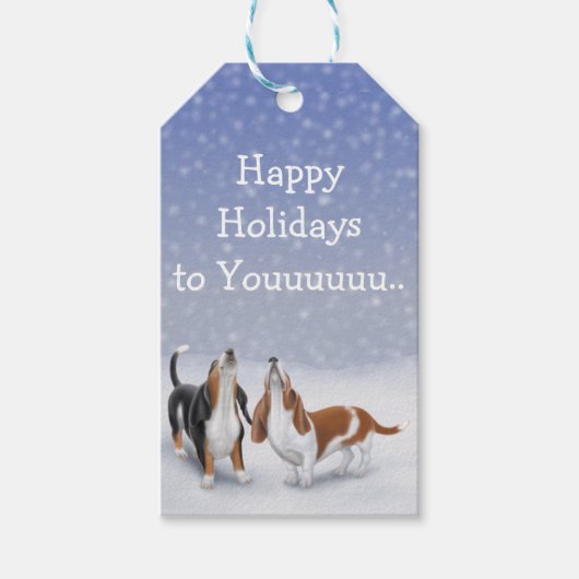 Holiday Basset Hounds Cadeau Labels Cadeaulabel (Voorkant)