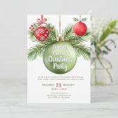 Holiday baubles Red & Green Christmas Party Kaart (Staand voorkant)