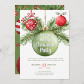 Holiday baubles Red & Green Christmas Party Kaart (Voorkant / Achterkant)