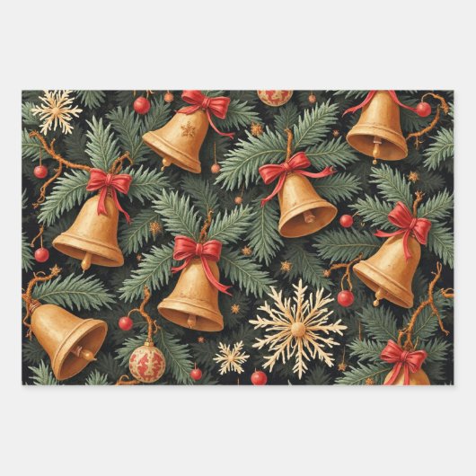 Holiday Bells, Decorative Christmas Pattern, Inpakpapier Vel (Voorkant 2)