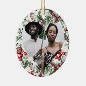 Holiday Berries en Greenery Heart Foto Keramisch Ornament (Rechts)