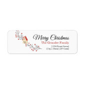 Holiday Berry Branch Christmas Etiket (Voorkant)