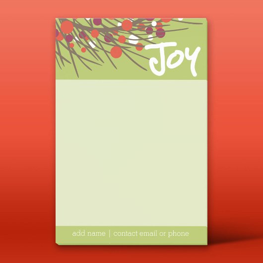 Holiday Berry Wreath met Joy en Custom Family Post-it® Notes