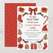 Holiday Birthday Invitation | Winter Celebration Kaart (Voorkant / Achterkant)