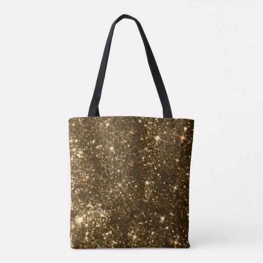 Holiday Black en Gold Faux Glitter Kerstmis Draagtas (Achterkant)