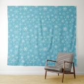 Holiday Blue Snowflake Pattern Wall Tapestry Wandkleed (In Situ (horizontaal))