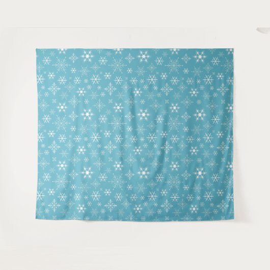 Holiday Blue Snowflake Pattern Wall Tapestry Wandkleed (Voorkant (horizontaal))