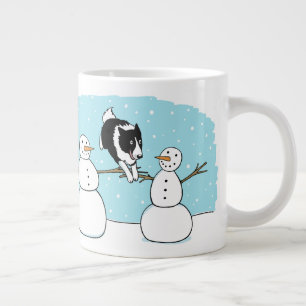 Holiday Border Collie behendigheidshond met sneeuw Extra Grote Beker