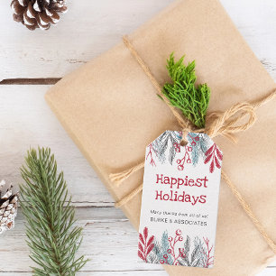 Holiday Botanical Greenery Personalized Business Cadeaulabel