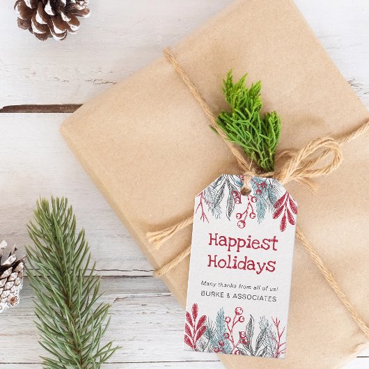 Holiday Botanical Greenery Personalized Business Cadeaulabel