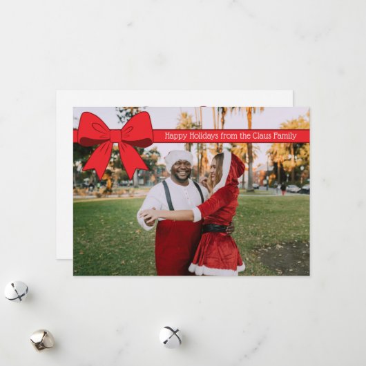 Holiday Bow Feestdagenkaart (Voorkant / Achterkant in situ)