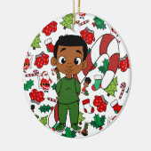 Holiday Boy Caramel Kerstmis Keramisch Ornament (Links)