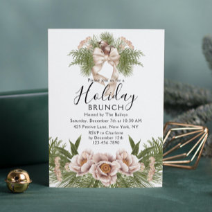 Holiday Brunch KerstBrunch Chic Floral Kaart