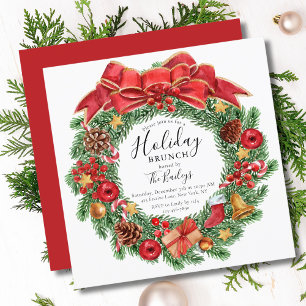 Holiday Brunch KerstBrunch Chic Floral Kaart